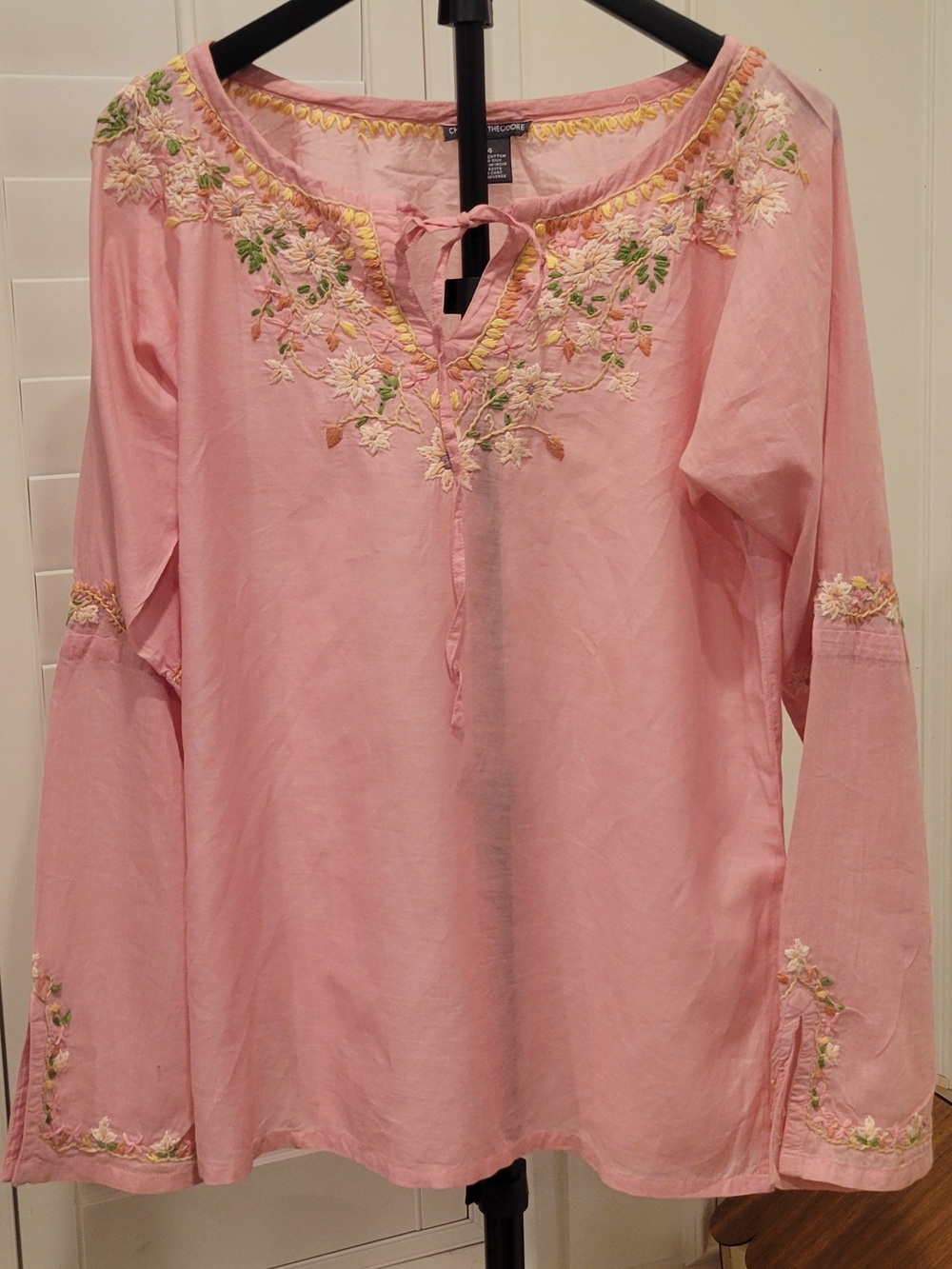 Embroidered Pink Women's Peasant Top - Christopher & Banks